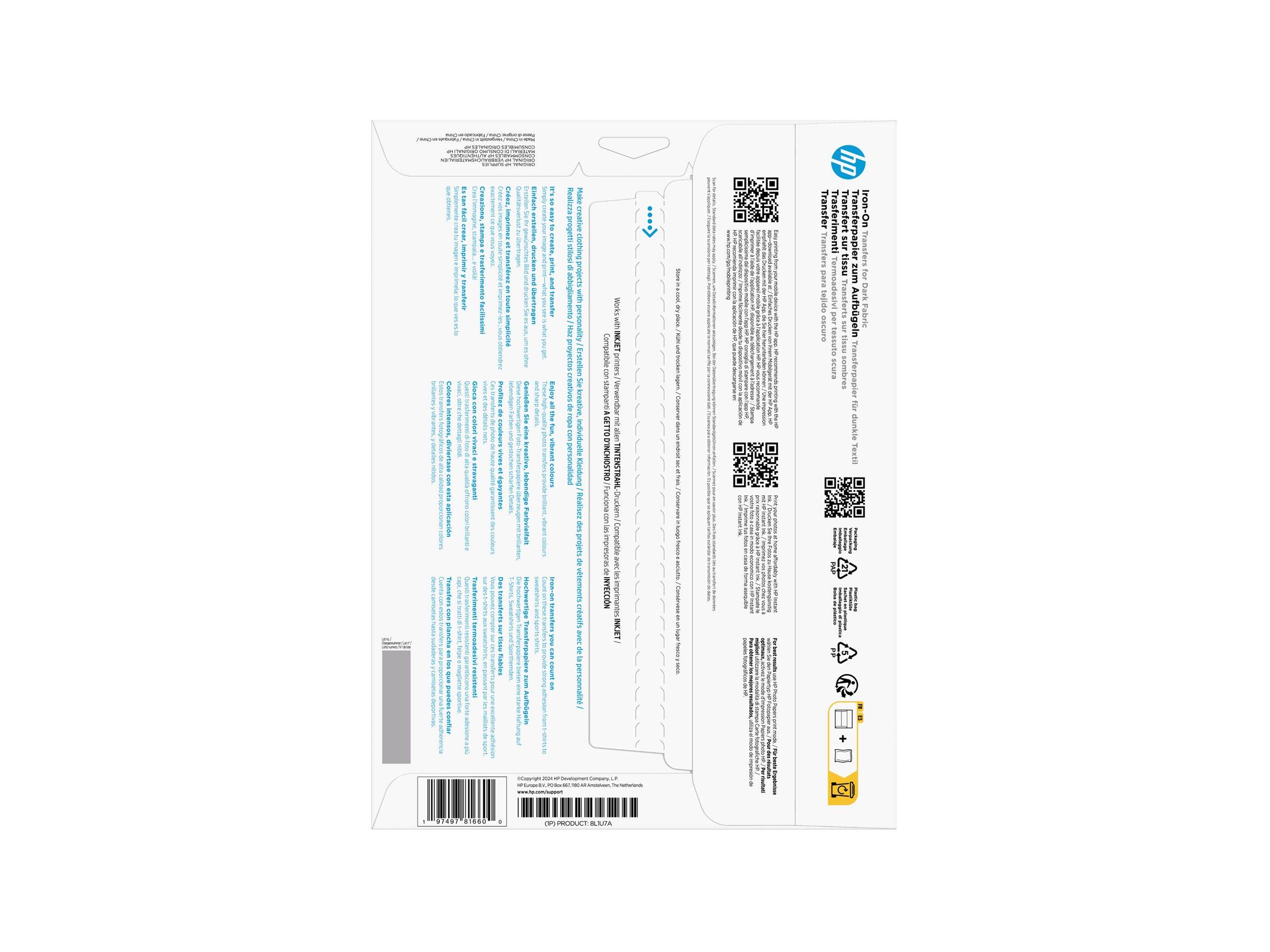 HP Matt A4 210 x 297 mm 10 Blatt Transferpapier zum Aufbügeln-2