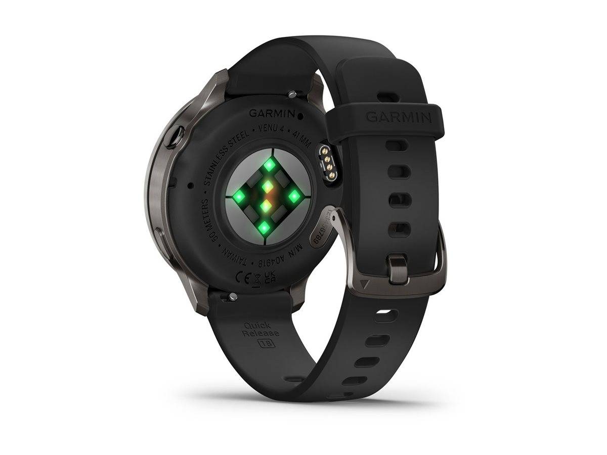 Venu 4 - 41 mm - Schiefer - intelligente Uhr mit Band - Silikon - schwarz - Hand-1