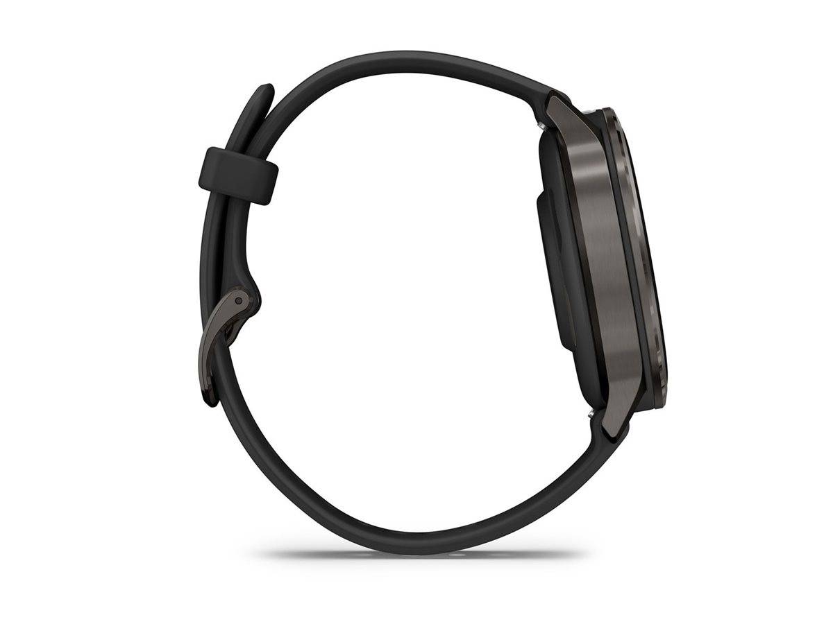Venu 4 - 41 mm - Schiefer - intelligente Uhr mit Band - Silikon - schwarz - Hand-2