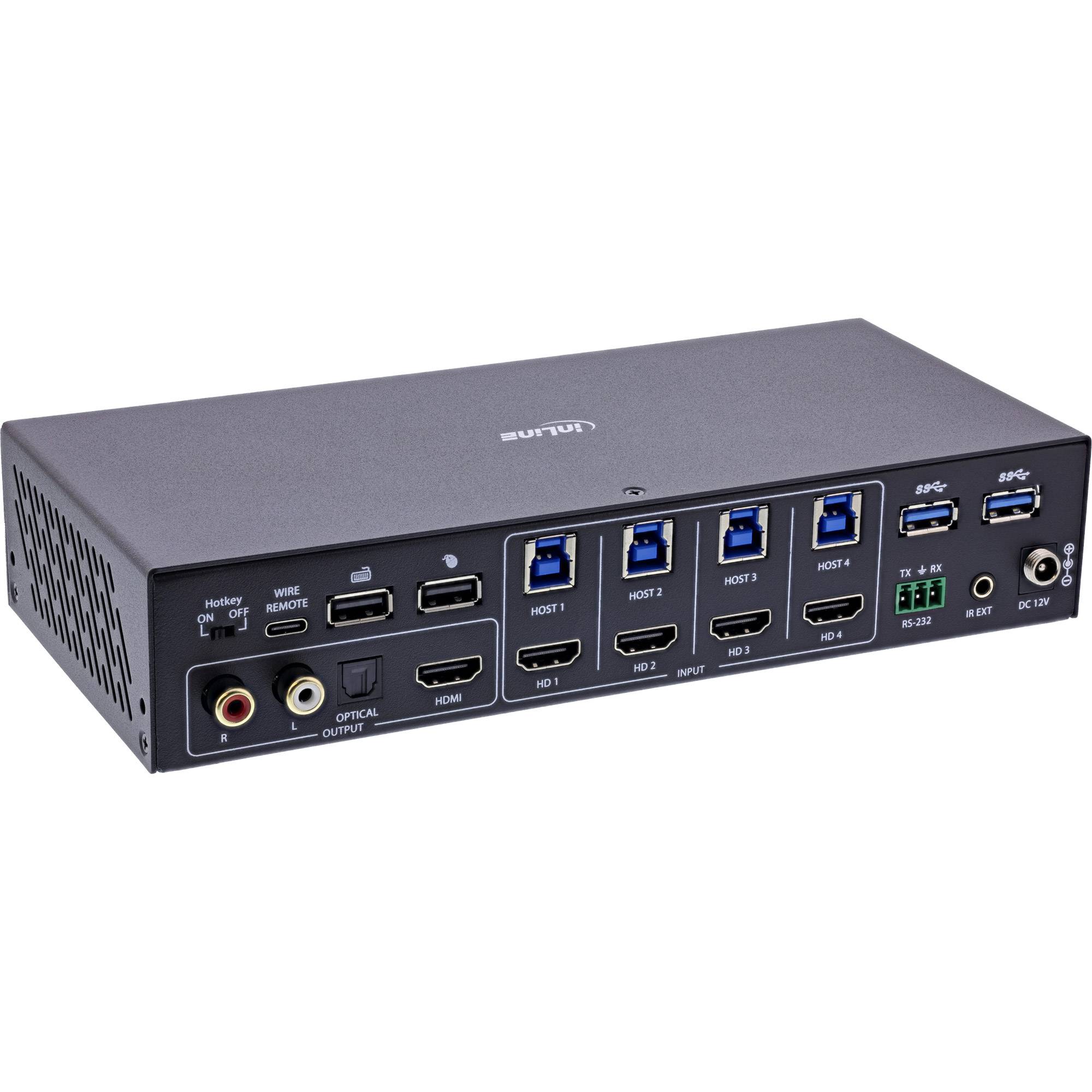 InLine® KVM Switch, 4-fach, HDMI, 4K60Hz, Multiviewer, USB Hub, schwarz Signalsteuerung KVM KVM-1