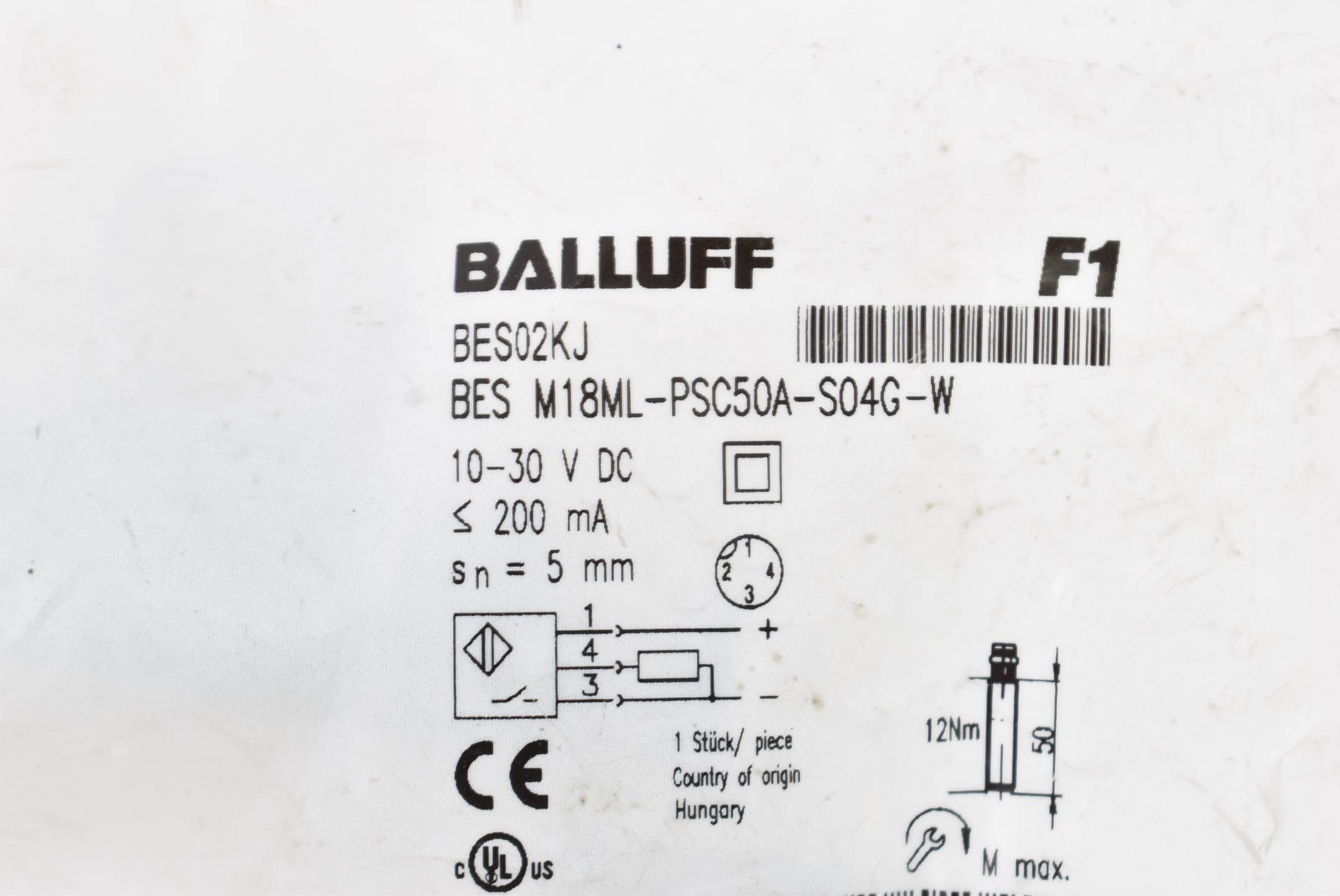 Balluff Induktiver Faktor 1-Sensor BES02KJ BES M18ML-PSC50A-S04G-W ( 133435 )-1