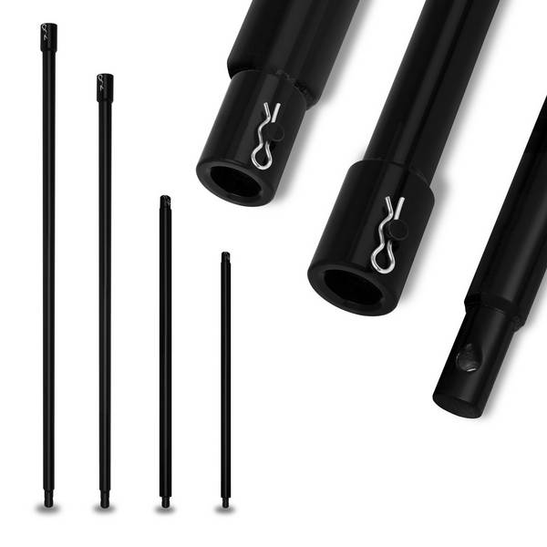 EBERTH Verlängerung für Erdbohrer Set 4-tlg., Bohrerverlängerung Stahl, 400–1000mm, Ø20mm, Sicherungsbolzen