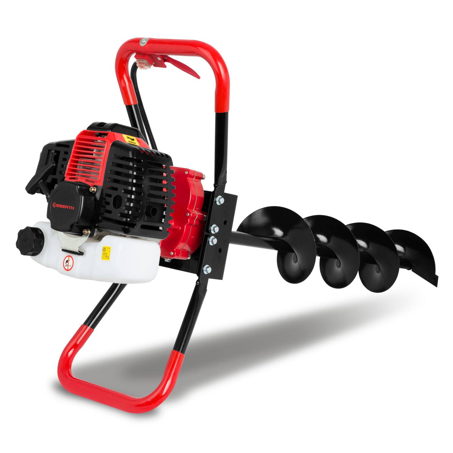 EBERTH Benzin Erdbohrer 3PS 52ccm, Gartenbohrer 2-Takt mit 3 Bohrern Ø100/150/200mm, Fliehkraftkupplung-2