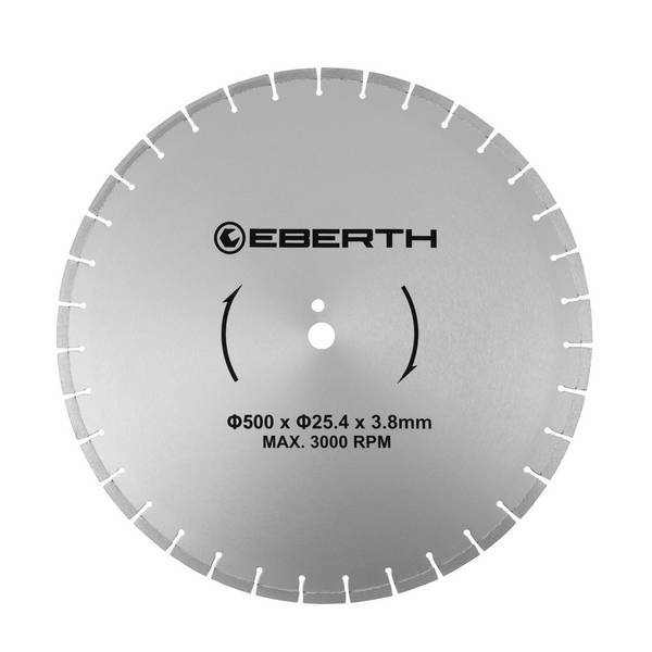 EBERTH Trennscheibe Diamant 500mm, Diamantscheibe 25,4mm Bohrung, für Stein, Beton, Fliesen, Keramik