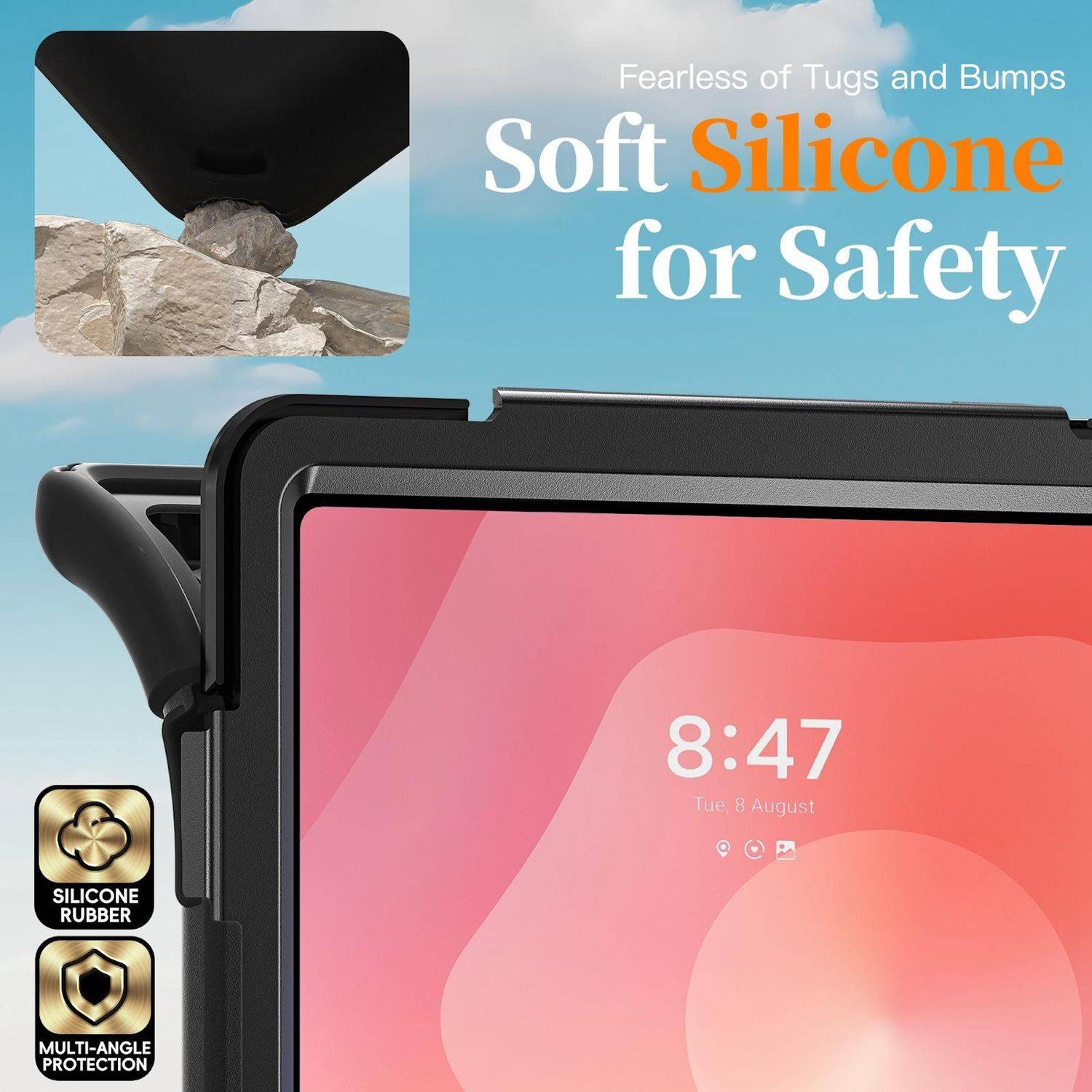 Für Samsung Galaxy Tab S11 Ultra Hülle Halter & Schultergurt Schwarz-4