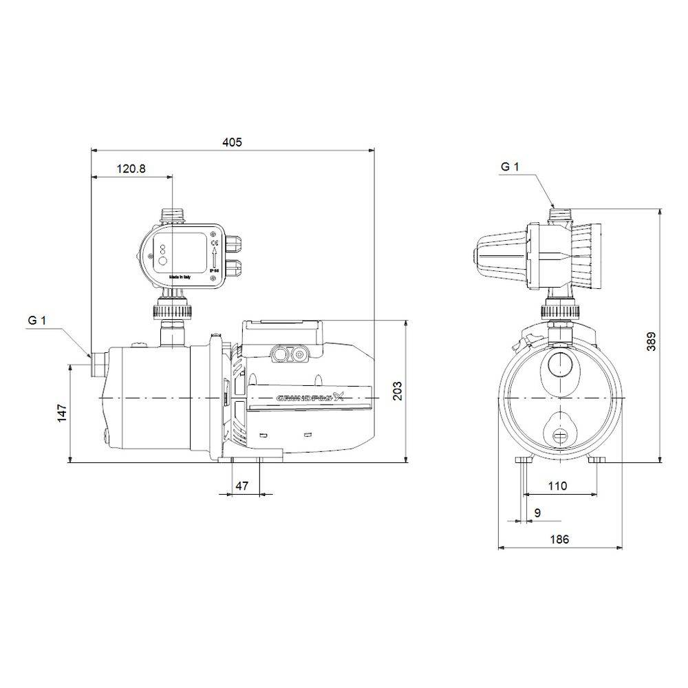 Grundfos Gartenpumpe JP 5-48 PM START 1x230V 50Hz 1,5m, 2870/min max. Arbeitsdruck 6 bar Förderhöhe 49,5m, Schuko-2