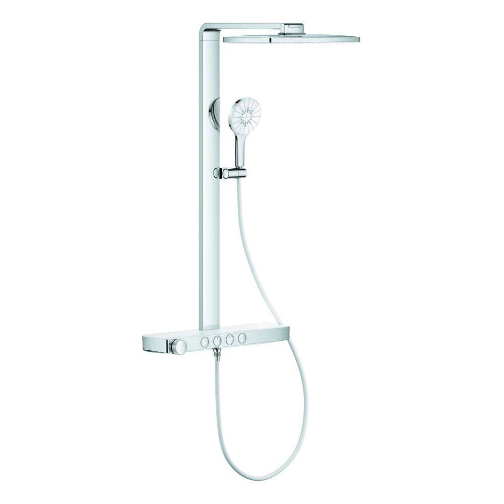 Grohe Rainshower Aqua Pure 100961 Duschsystem Wandmontage mit SmartControl Thermostat u. Kopfbrause 400x230mm, Chrom,-0