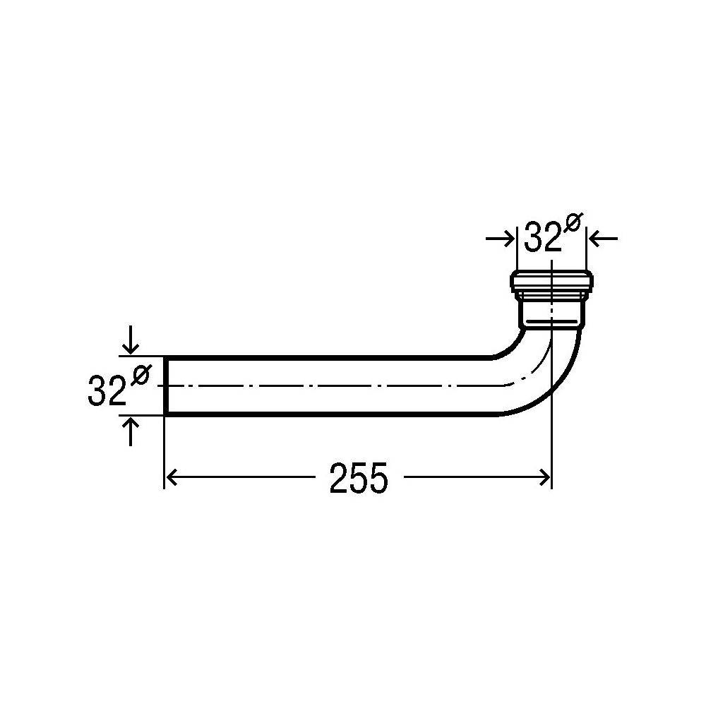 Viega Ablaufbogen 90 Grad 5622.2, G 1 1/4" x 32x255mm, Messing verchromt-2