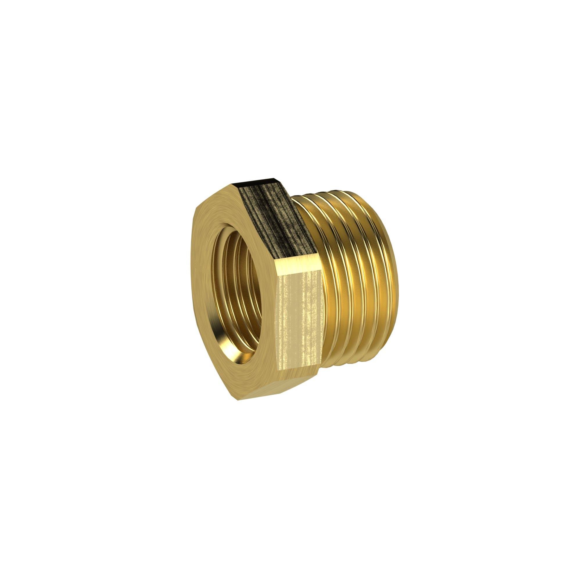 RIEGLER Reduziernippel, kurze Ausführung, G 1 a., G 1/2 i., SW 38, Messing, Arbeitsdruck max. 25 bar, Betriebstemp. max-0