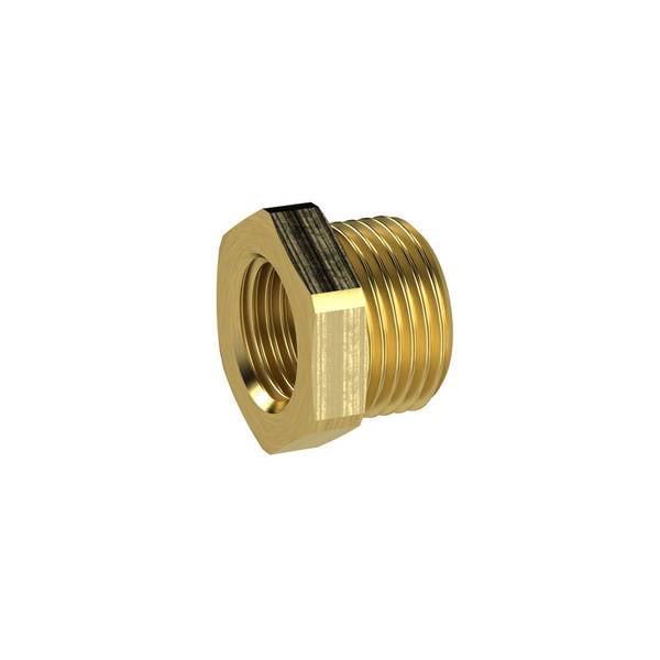 RIEGLER Reduziernippel, kurze Ausführung, G 1 a., G 1/2 i., SW 38, Messing, Arbeitsdruck max. 25 bar, Betriebstemp. max