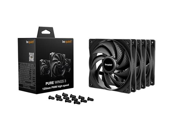 be quiet! Pure Wings 3 120 mm PWM high-speed Triple Pack, Ventilator, 12 cm, 2100 RPM, 101,2 m³/h, Schwarz