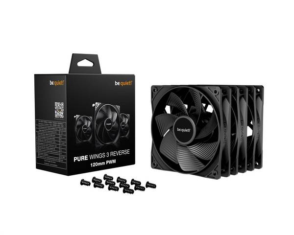 be quiet! Pure Wings 3 120 mm PWM Reverse Triple Pack Black, Ventilator, 12 cm, 1500 RPM, 80 m³/h, Schwarz