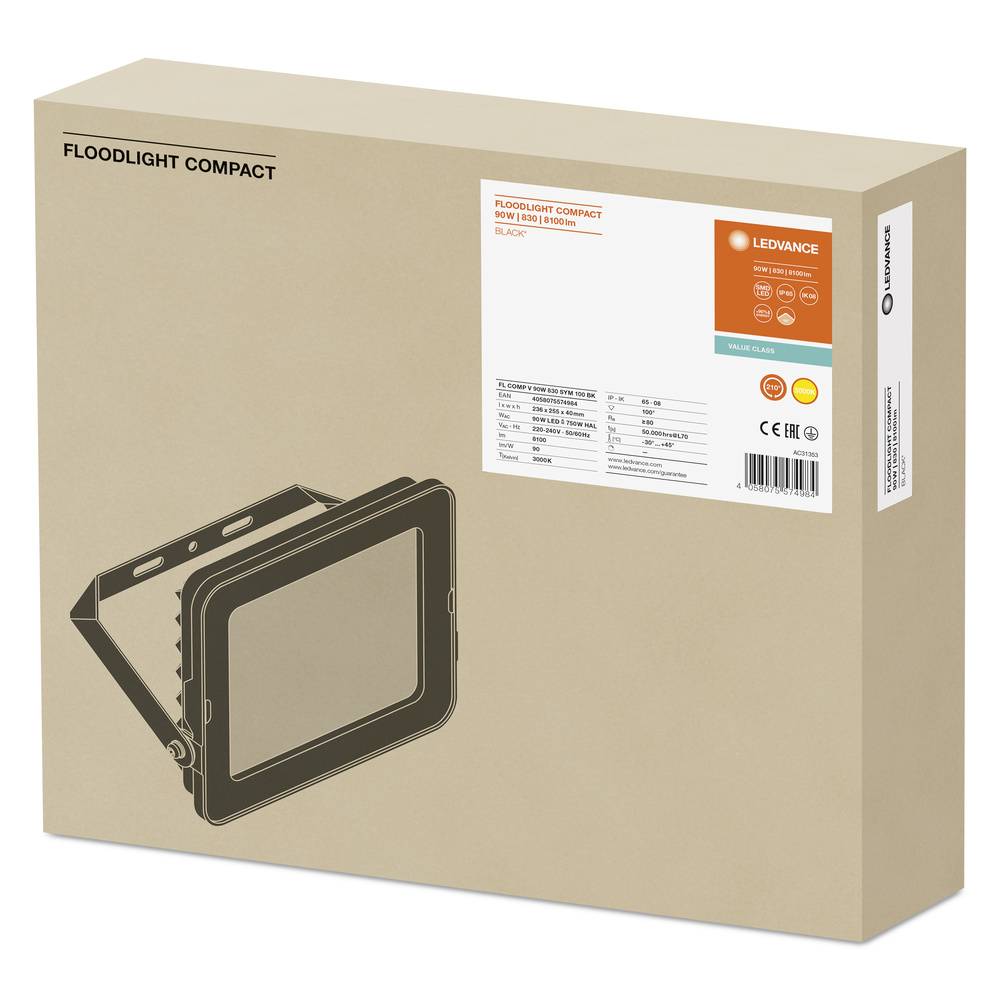LEDV FL COMP V 90W830 SYM 100 BK FLOODLIGHT COMPACT 90W 830 SYM 100 BK-4
