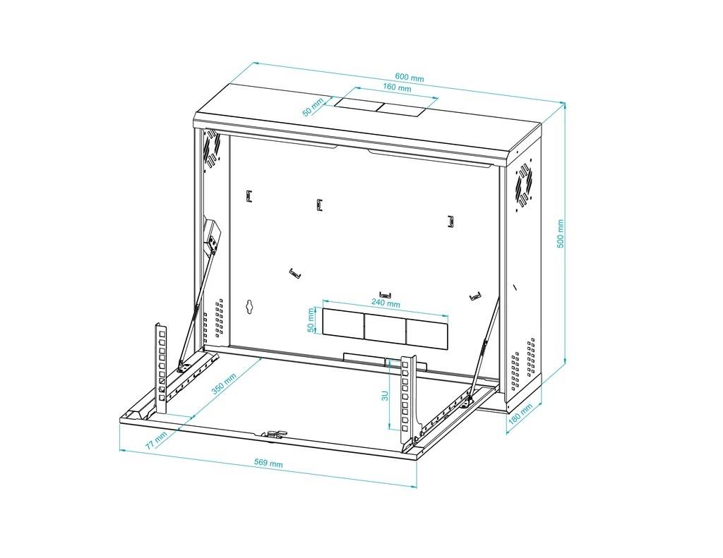 19"-Wandgehäuse - platzsparender vertikaler Einbau - - reinweiß - Rack-4