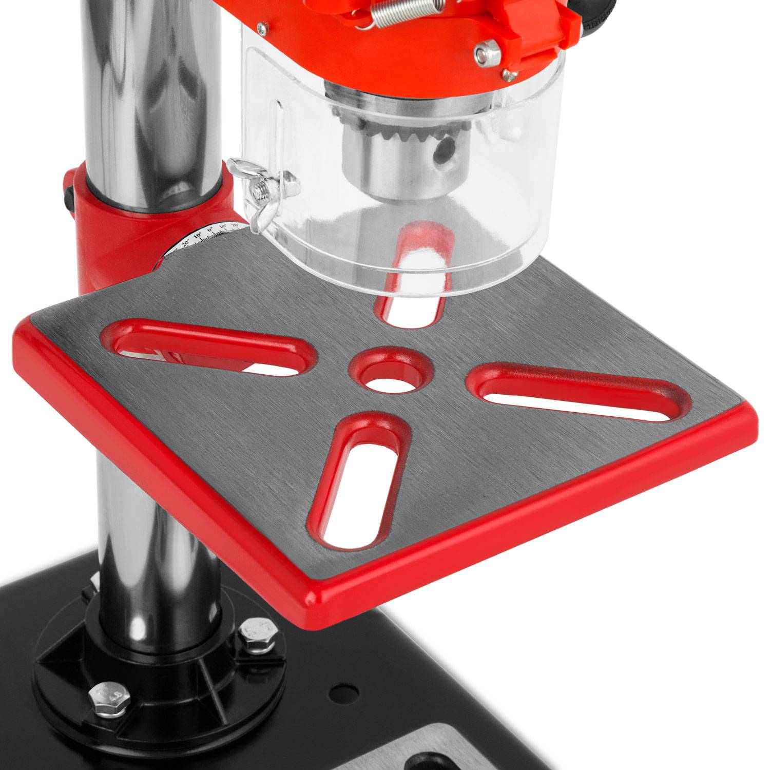 EBERTH Tischbohrmaschine 550W, 50mm Hub, 9 Stufen bis 2350U/min, Bohrfutter 3–16mm, neigbarer Tisch-4