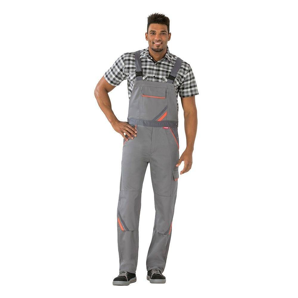 Planam Visline Latzhose, 2430, grau/orange, Größe 62-3