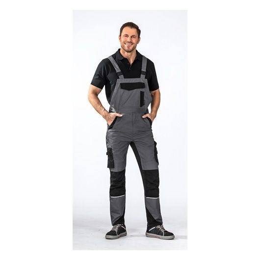 Planam Norit Latzhose Herren, 6521, grau/schwarz, Größe 48-4