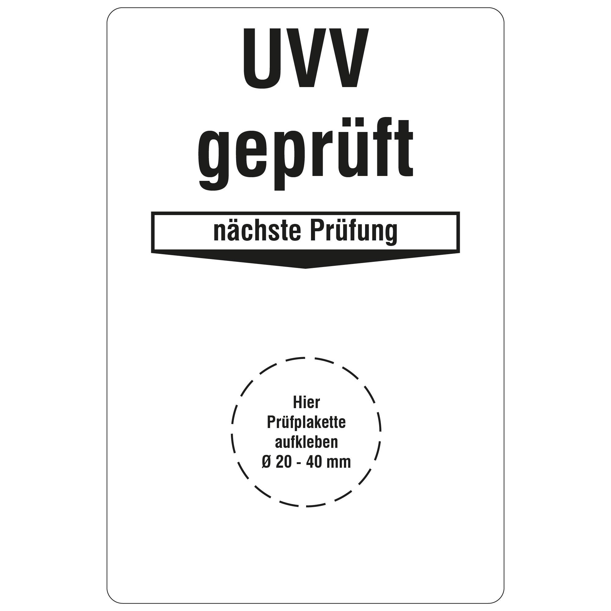 Labelident Grundplaketten 76,2 x 50,8 mm, Nächste Prüfung UVV, 1.000 Etiketten-0