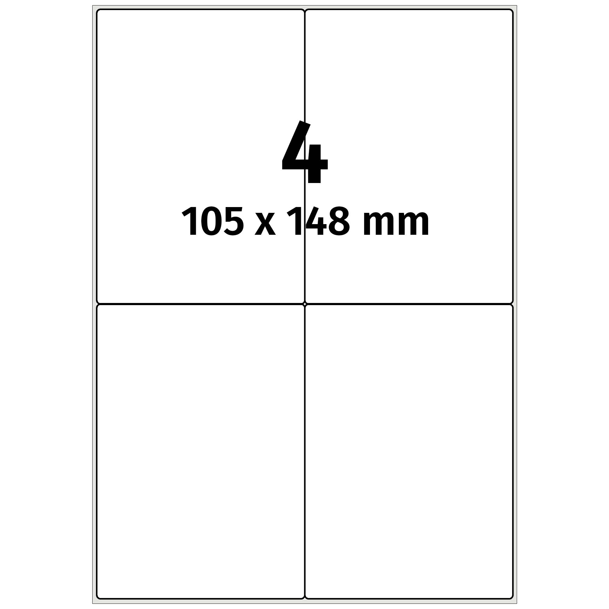 Labelident PET Etiketten weiß, 105 x 148 mm, 400 Etiketten, 100 Blatt-0