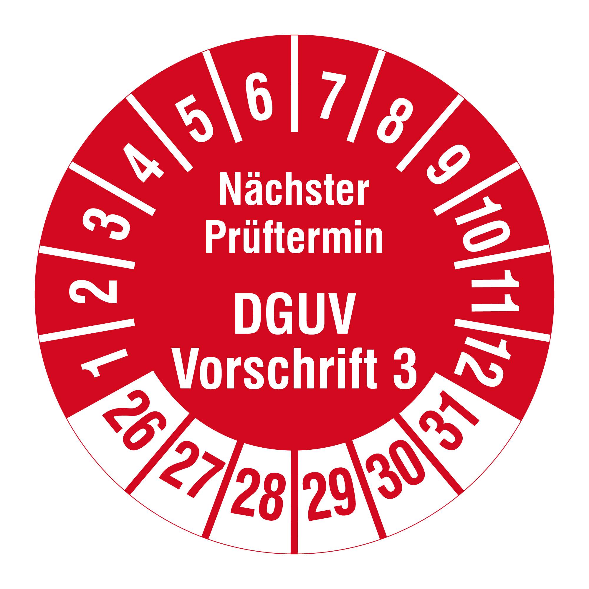 Labelident Prüfplaketten Nächster Prüftermin DGUV V3, Ø 30 mm, 1.000 Etiketten-0