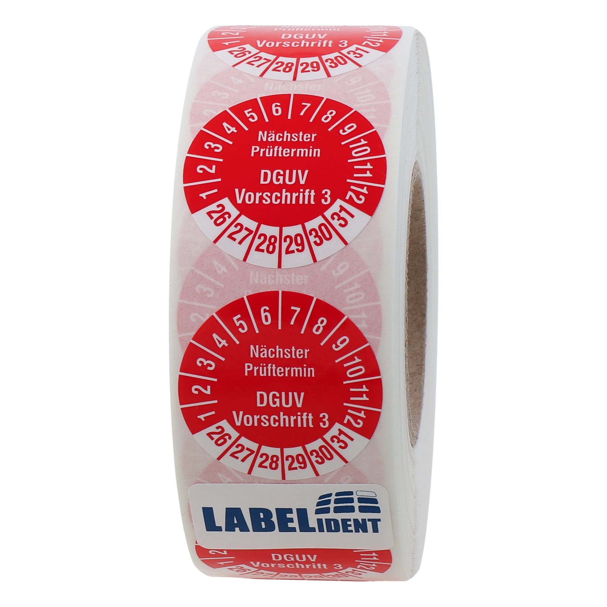 Labelident Prüfplaketten Nächster Prüftermin DGUV V3, Ø 30 mm, 1.000 Etiketten-2