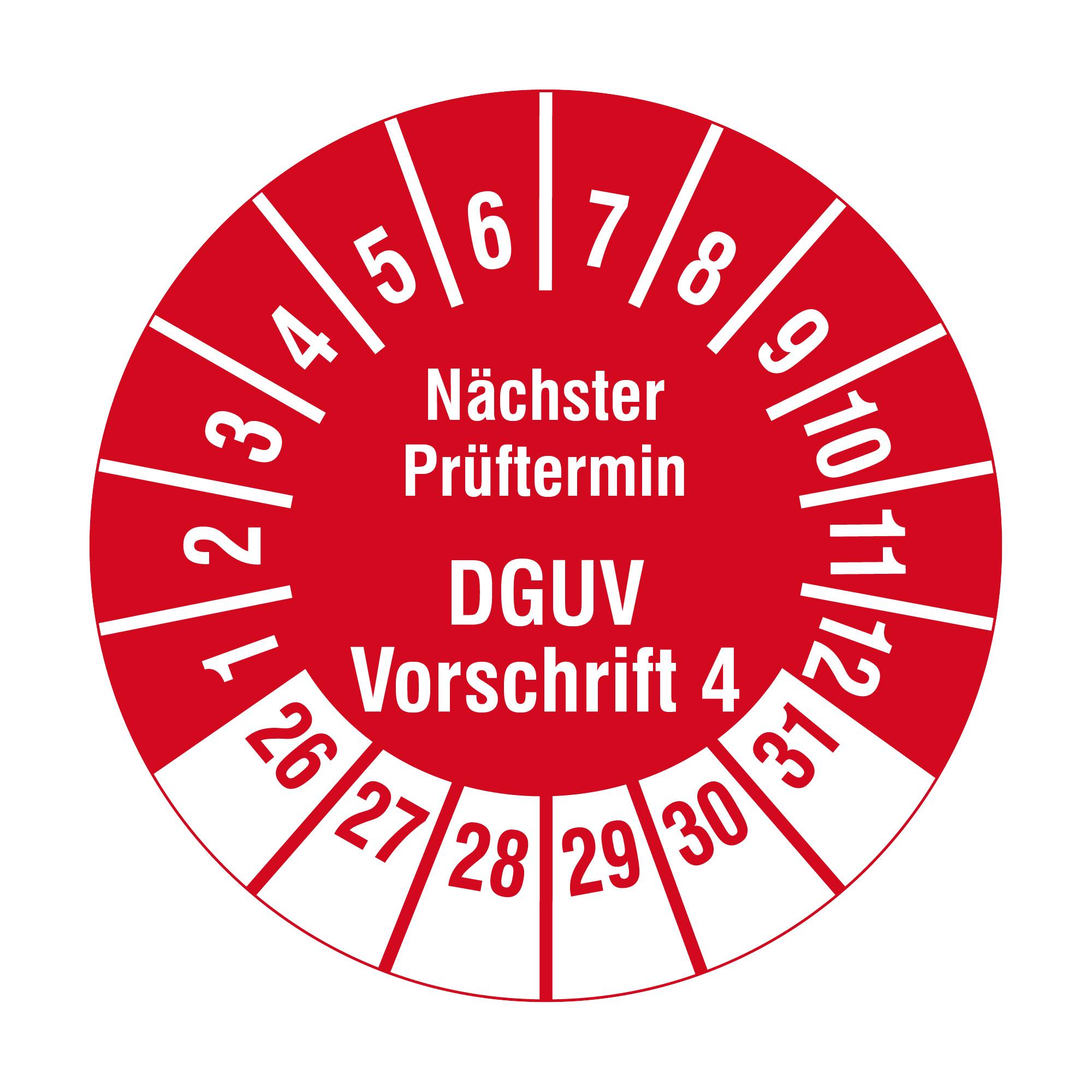 Labelident Prüfplaketten Nächster Prüftermin DGUV V4, Ø 20 mm, 1.000 Etiketten-0