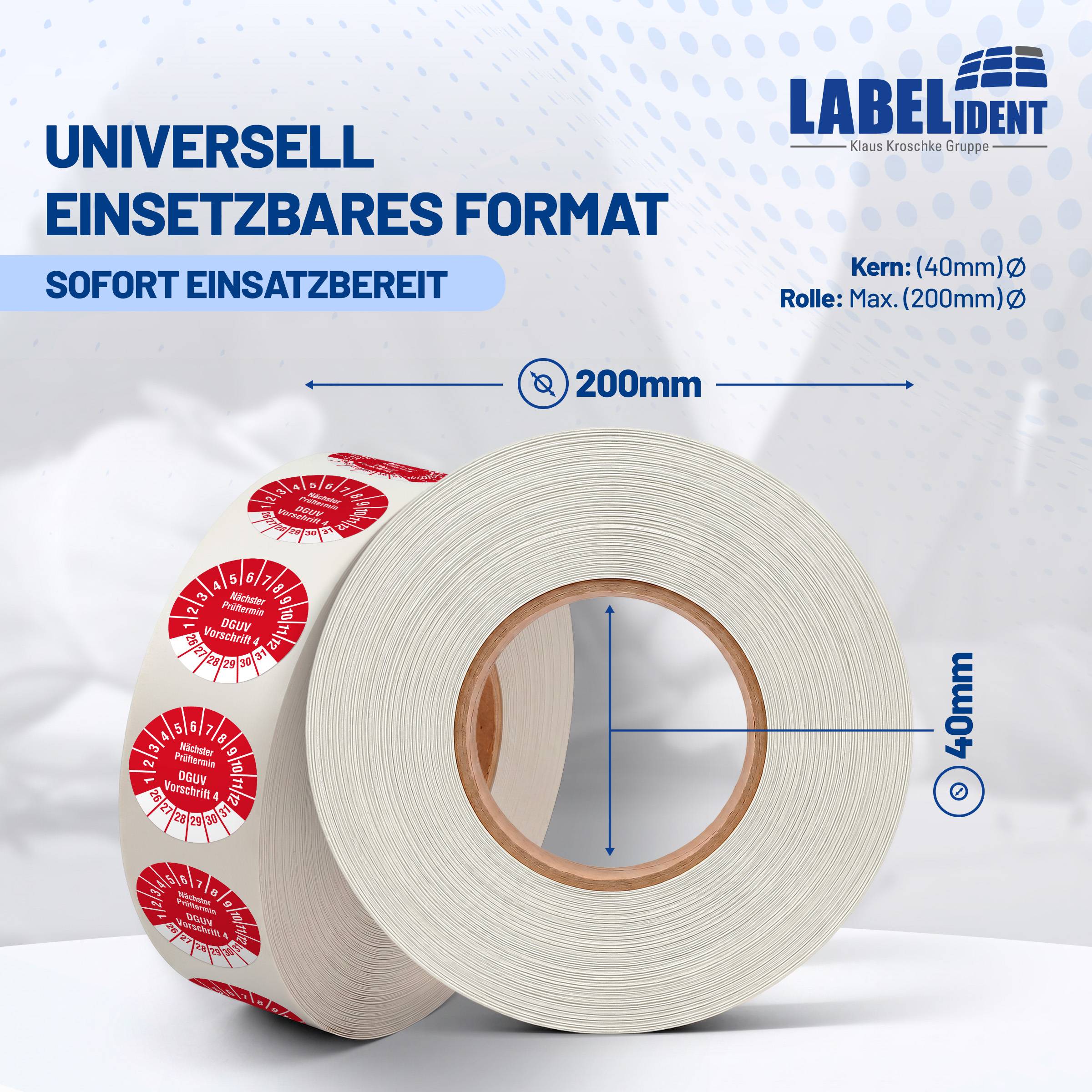 Labelident Prüfplaketten Nächster Prüftermin DGUV V4, Ø 20 mm, 1.000 Etiketten-4
