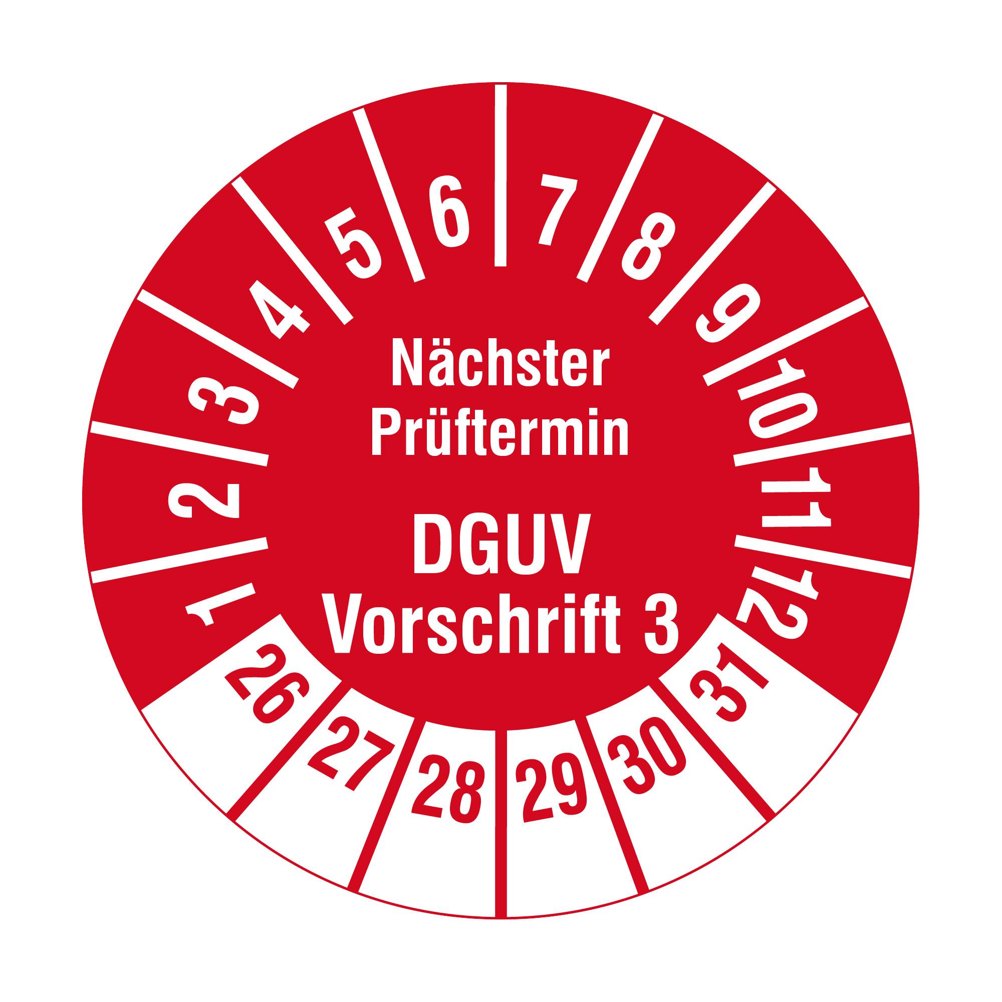 Labelident Prüfplaketten Nächster Prüftermin DGUV V3, Ø 20 mm, 1.000 Etiketten-0