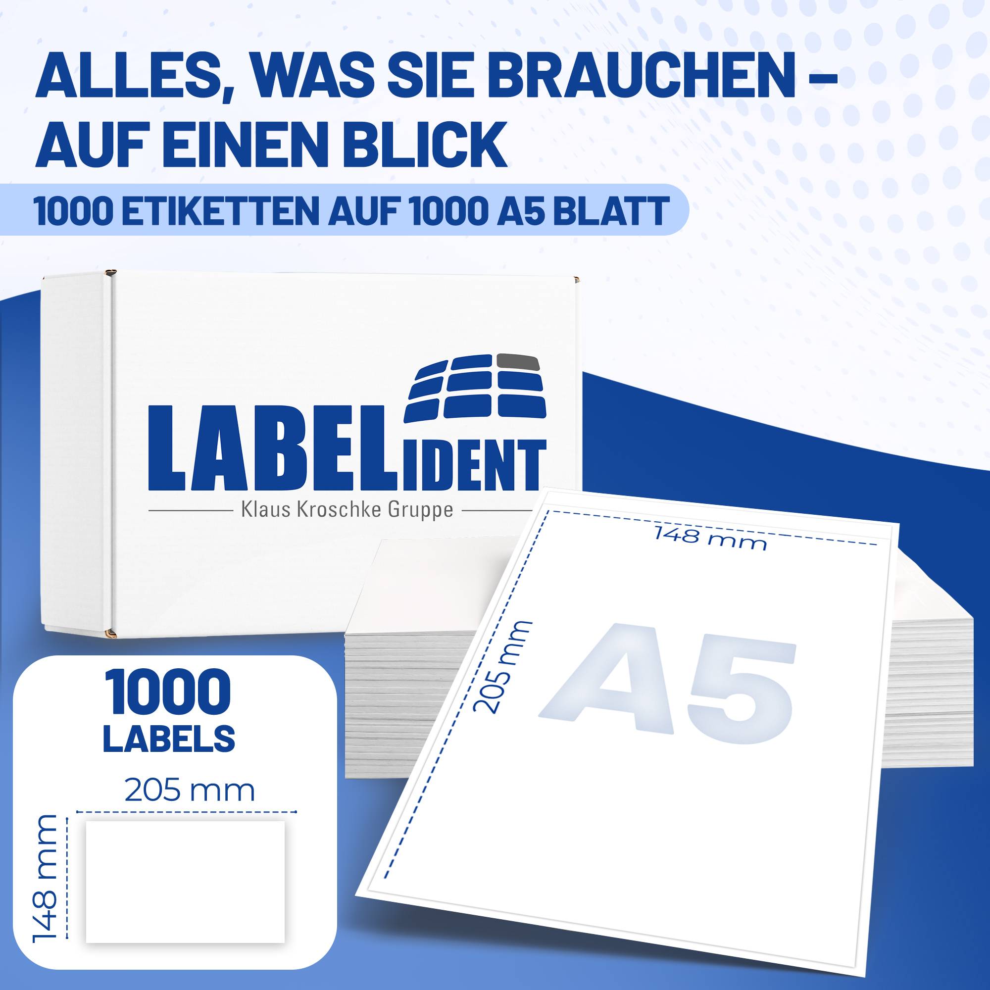Labelident Versandetiketten A5, 205 x 148 mm, 1.000 Stück, 1.000 Blatt-0