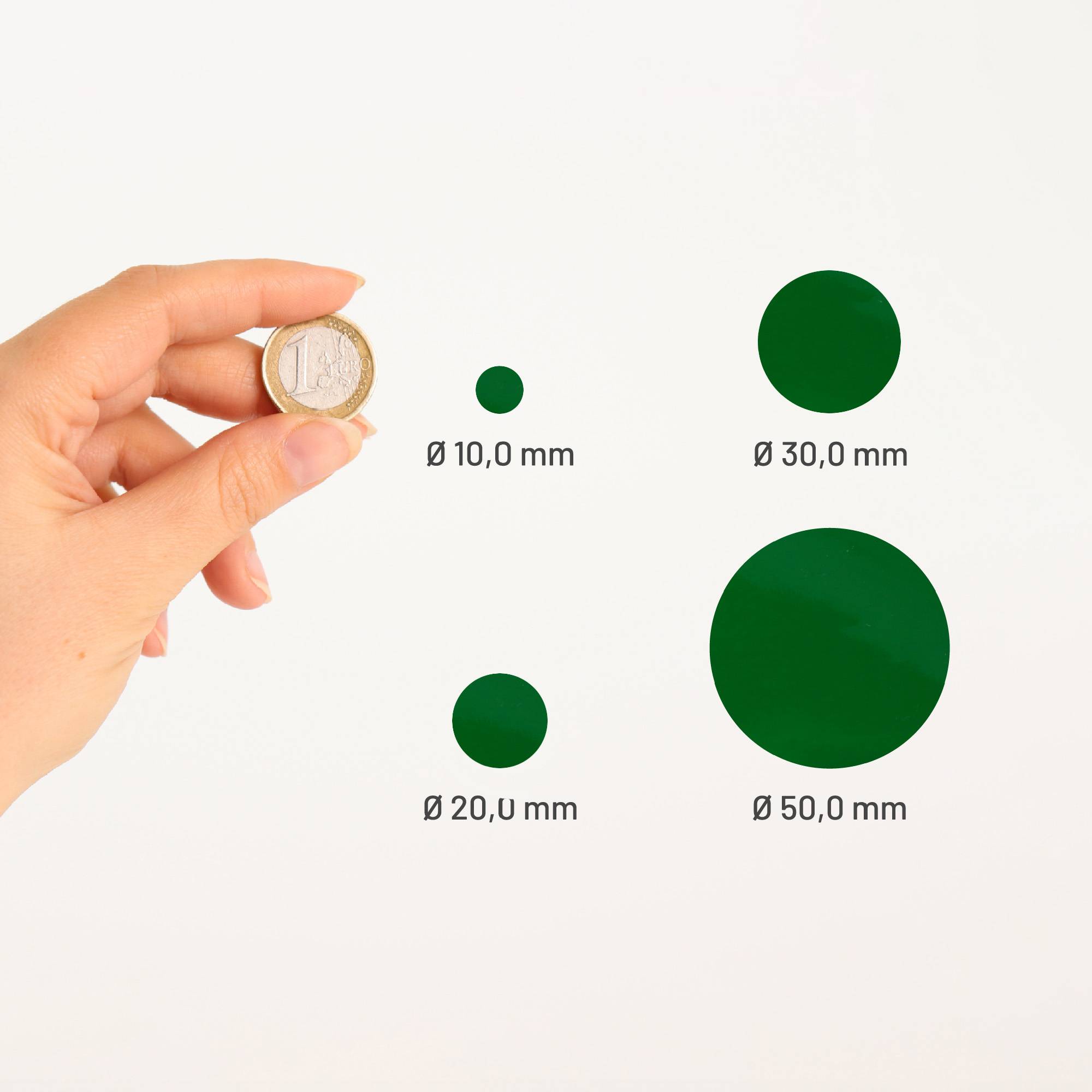 Labelident Klebepunkte grün, Ø 10 mm, PE-Folie, 1,57 Zoll, 10.000 Stück-3