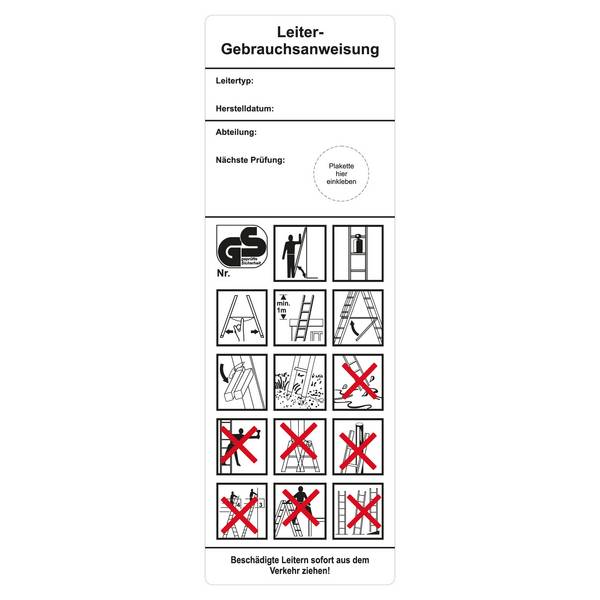 Labelident Grundplaketten 50 x 150 mm, Leiter-Gebrauchsanweisung, 500 Etiketten