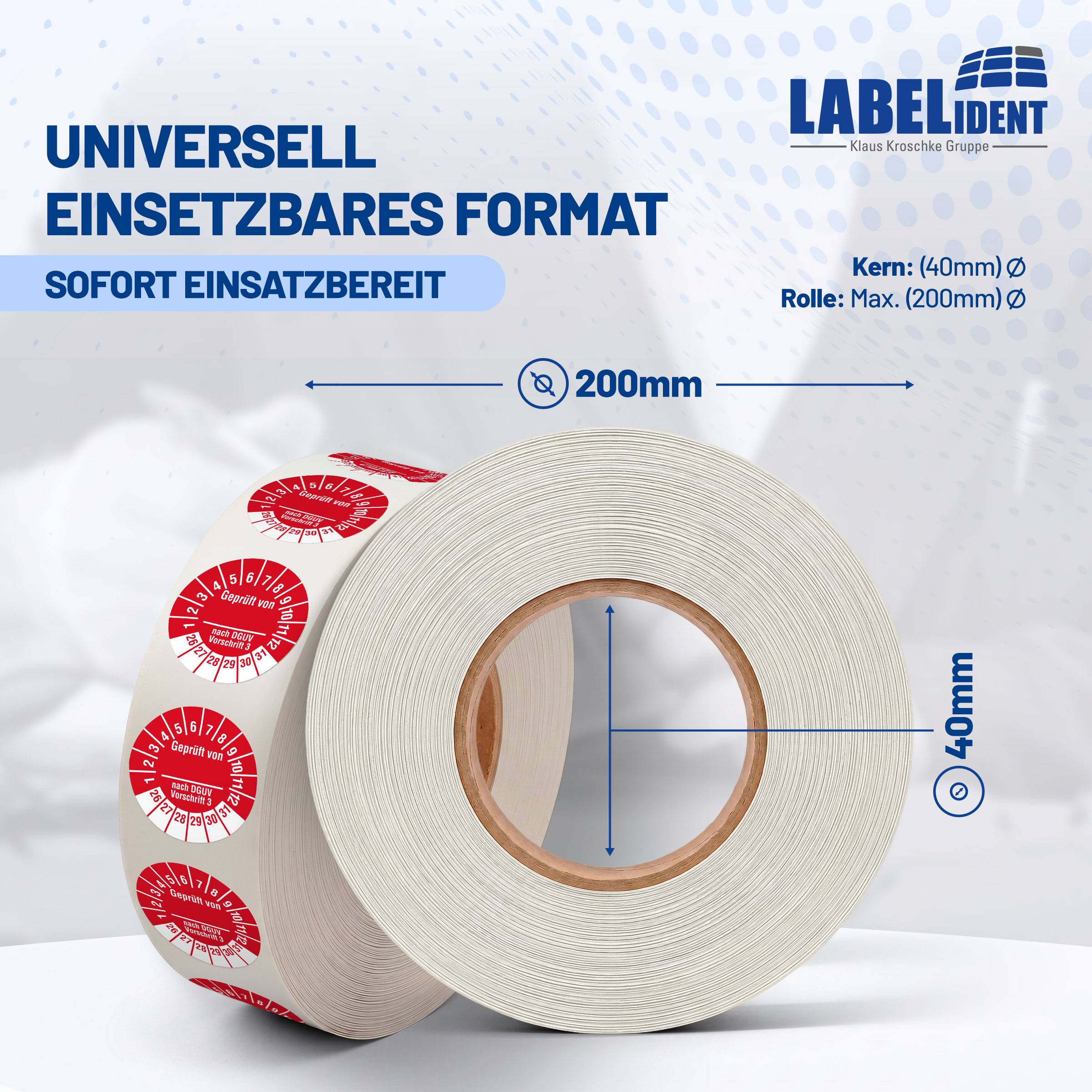 Labelident Prüfplaketten Geprüft von- nach DGUV V 3, Ø 30 mm, 1.000 Etiketten-4