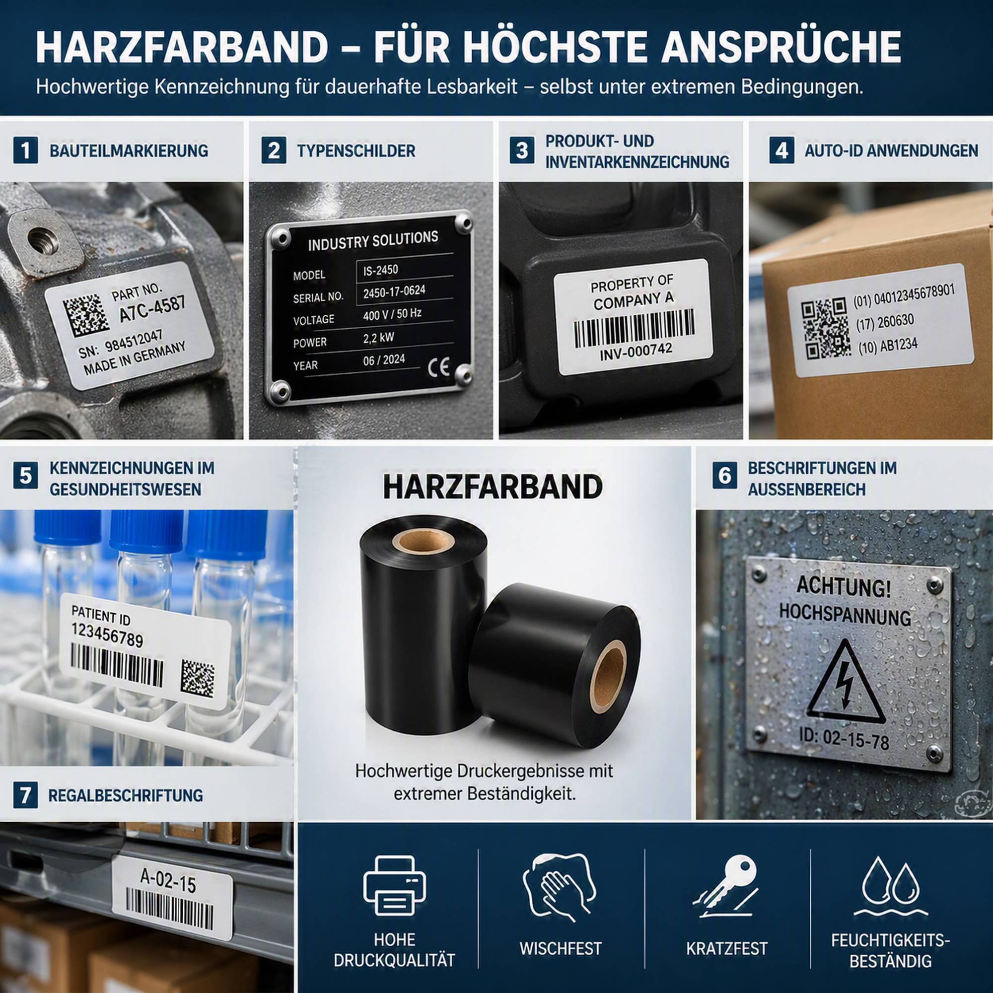 Labelident Harz Farbband schwarz, 90 mm x 300 m, 1 Zoll, 1 Rolle(n)-4