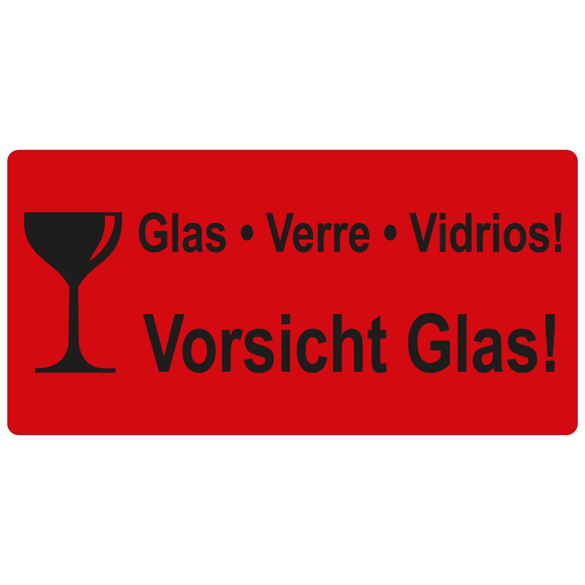 Labelident Warnetiketten 100 x 50 mm, Vorsicht Glas, 1.000 Stück-2