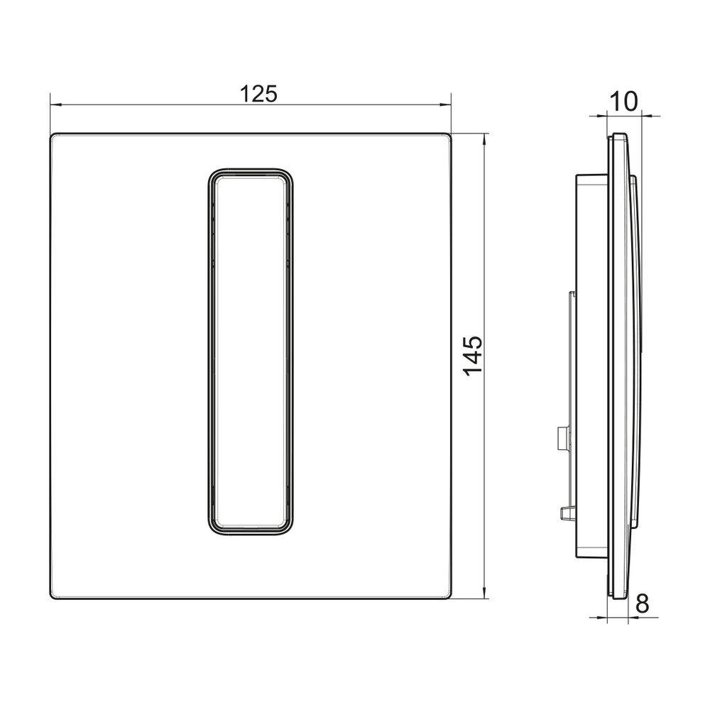 Laufen Urinal Drückerplatte Ineo AU101 125x145x10mm, Kunststoff, mit verchromter Nut, Schwarz matt-1