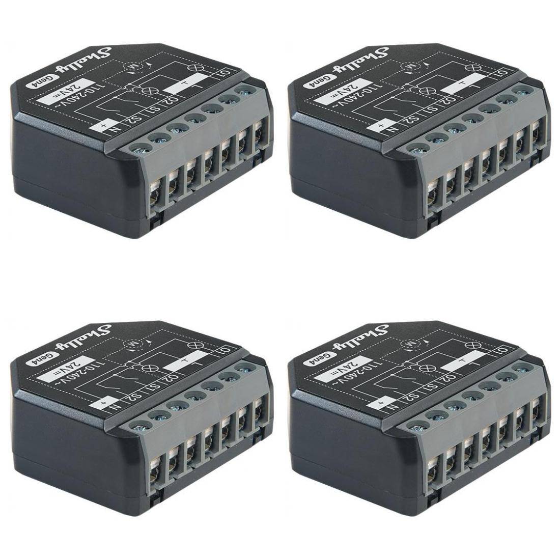 Shelly 2PM Gen4, Dual Schaltaktor mit Messfunktion, 16A, WLAN, Zigbee, Matter, Bluetooth, 4er Pack-0