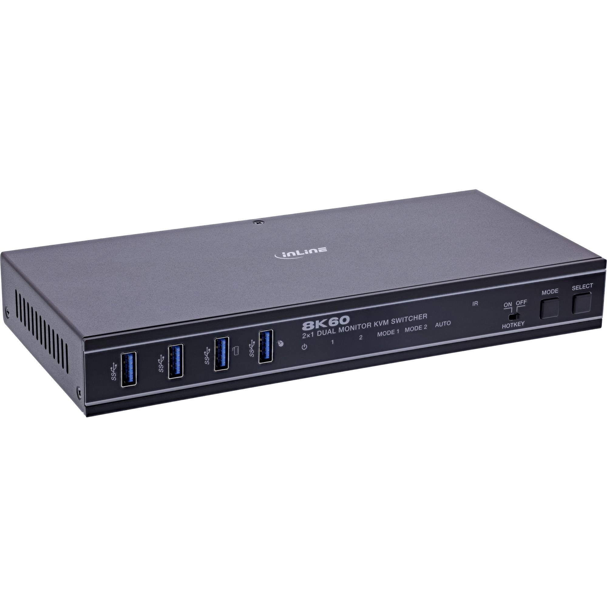InLine® KVM Switch, 2-fach, HDMI, Dual Monitor, 8K60Hz, USB Hub, schwarz Signalsteuerung KVM KVM-0