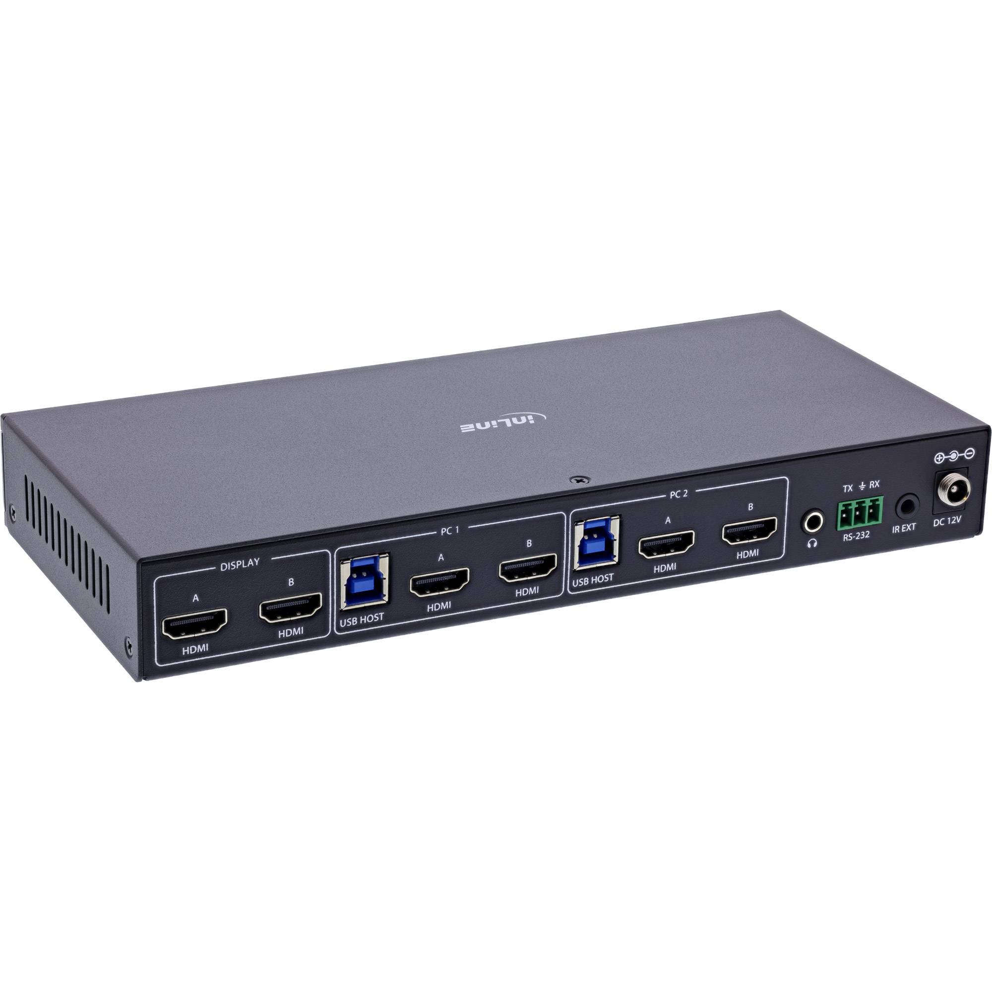 InLine® KVM Switch, 2-fach, HDMI, Dual Monitor, 8K60Hz, USB Hub, schwarz Signalsteuerung KVM KVM-1