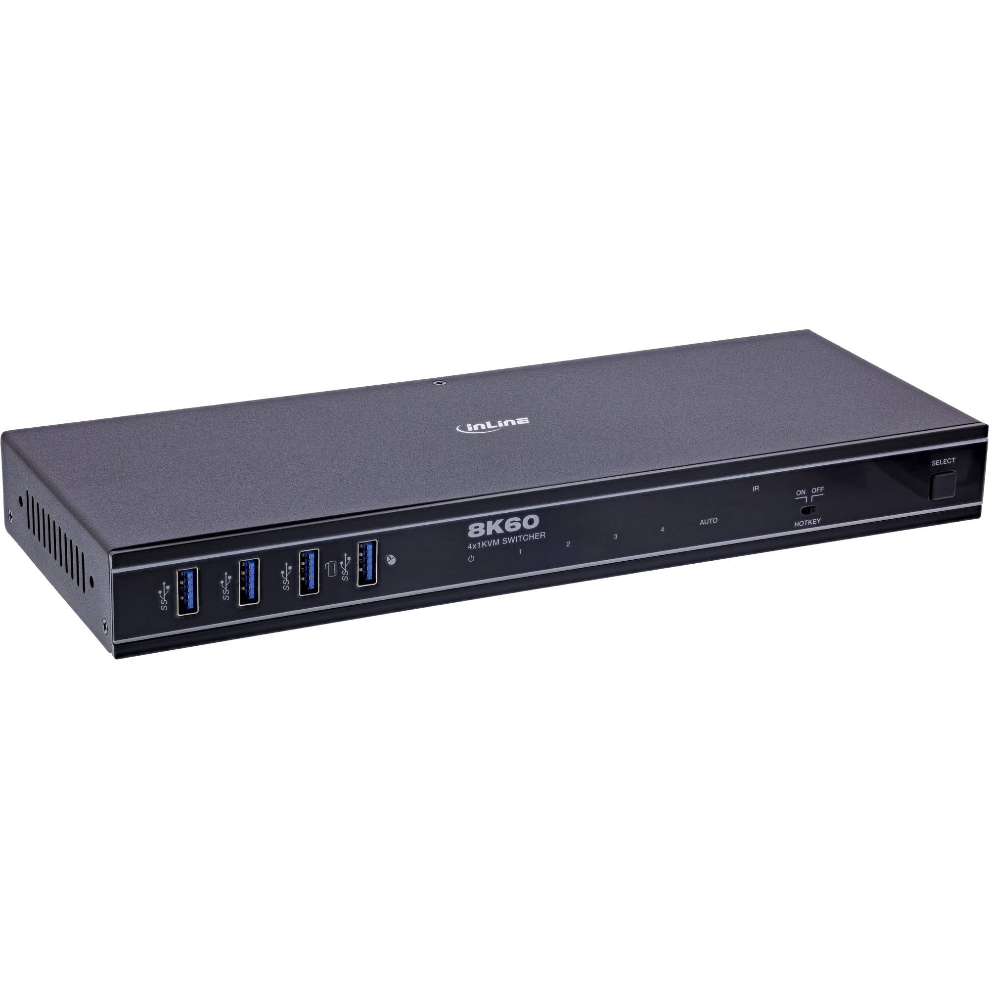 InLine® KVM Switch, 4-fach, HDMI, 8K@60Hz, USB 3.2, mit IR & RS-232 Signalsteuerung KVM KVM-0