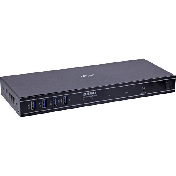 InLine® KVM Switch, 4-fach, HDMI, 8K@60Hz, USB 3.2, mit IR & RS-232 Signalsteuerung KVM KVM