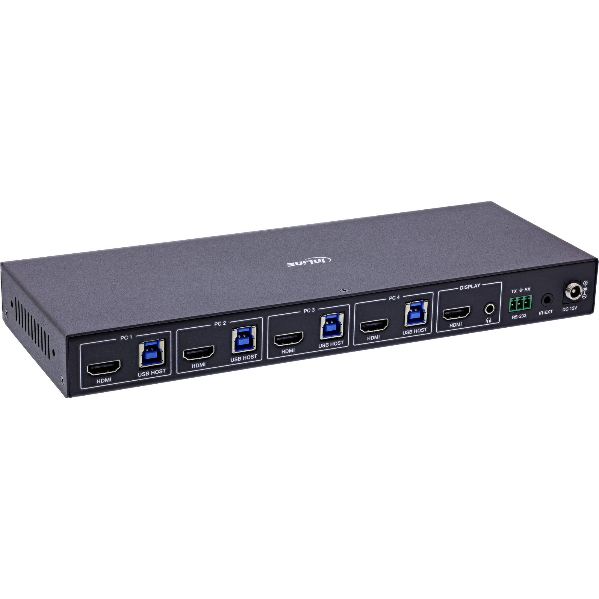 InLine® KVM Switch, 4-fach, HDMI, 8K@60Hz, USB 3.2, mit IR & RS-232 Signalsteuerung KVM KVM-1