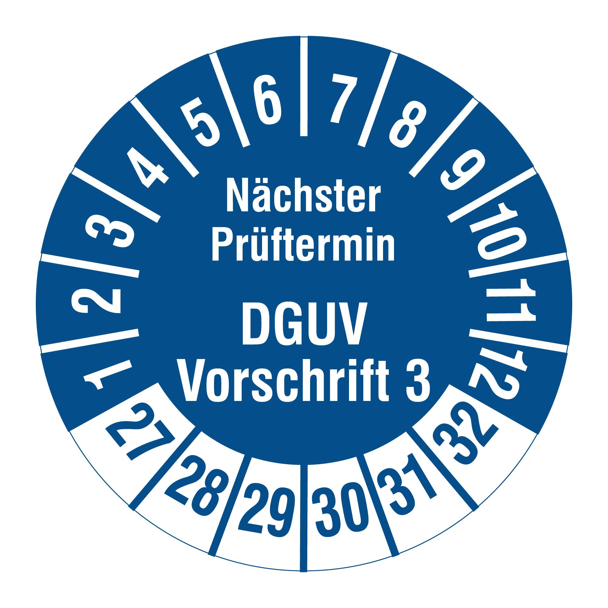 Labelident Prüfplaketten Nächster Prüftermin DGUV V3, Ø 30 mm, 1.000 Etiketten-0