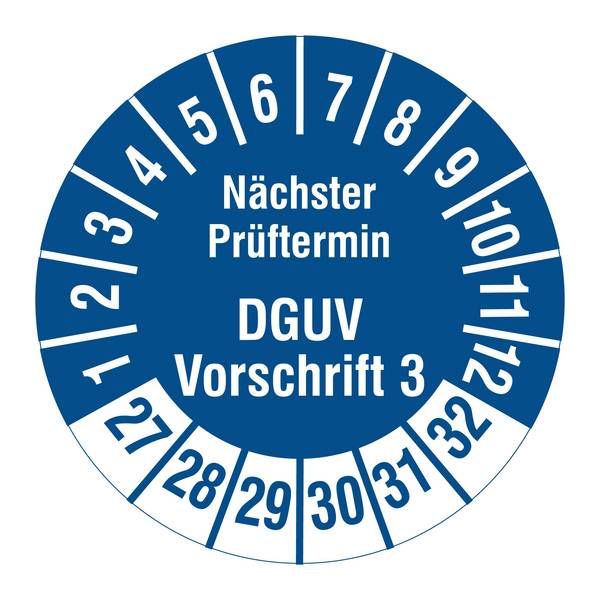 Labelident Prüfplaketten Nächster Prüftermin DGUV V3, Ø 30 mm, 1.000 Etiketten