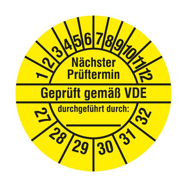 Labelident Prüfplaketten Geprüft gemäß VDE, Ø 20 mm, 1.000 Etiketten
