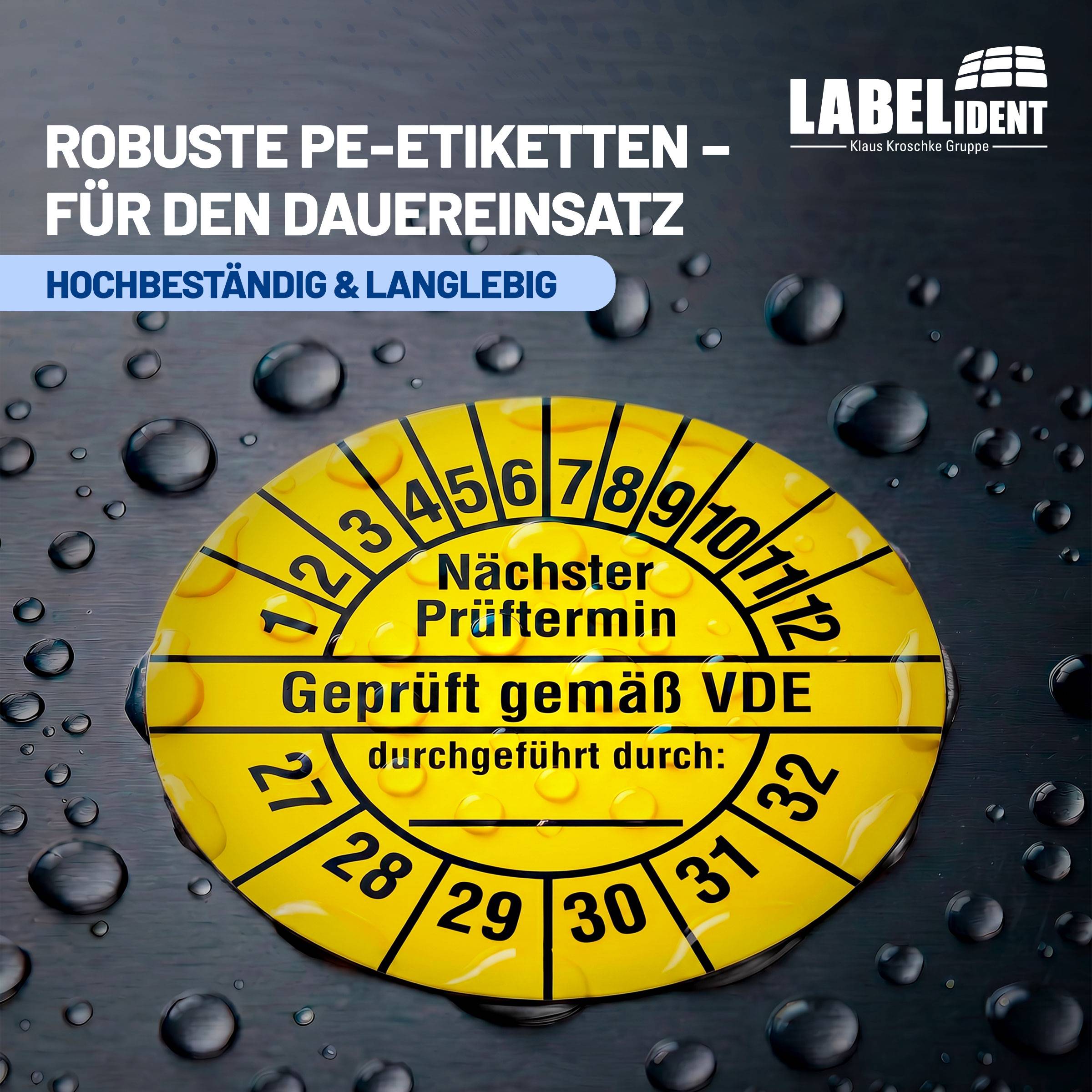 Labelident Prüfplaketten Geprüft gemäß VDE, Ø 20 mm, 1.000 Etiketten-2
