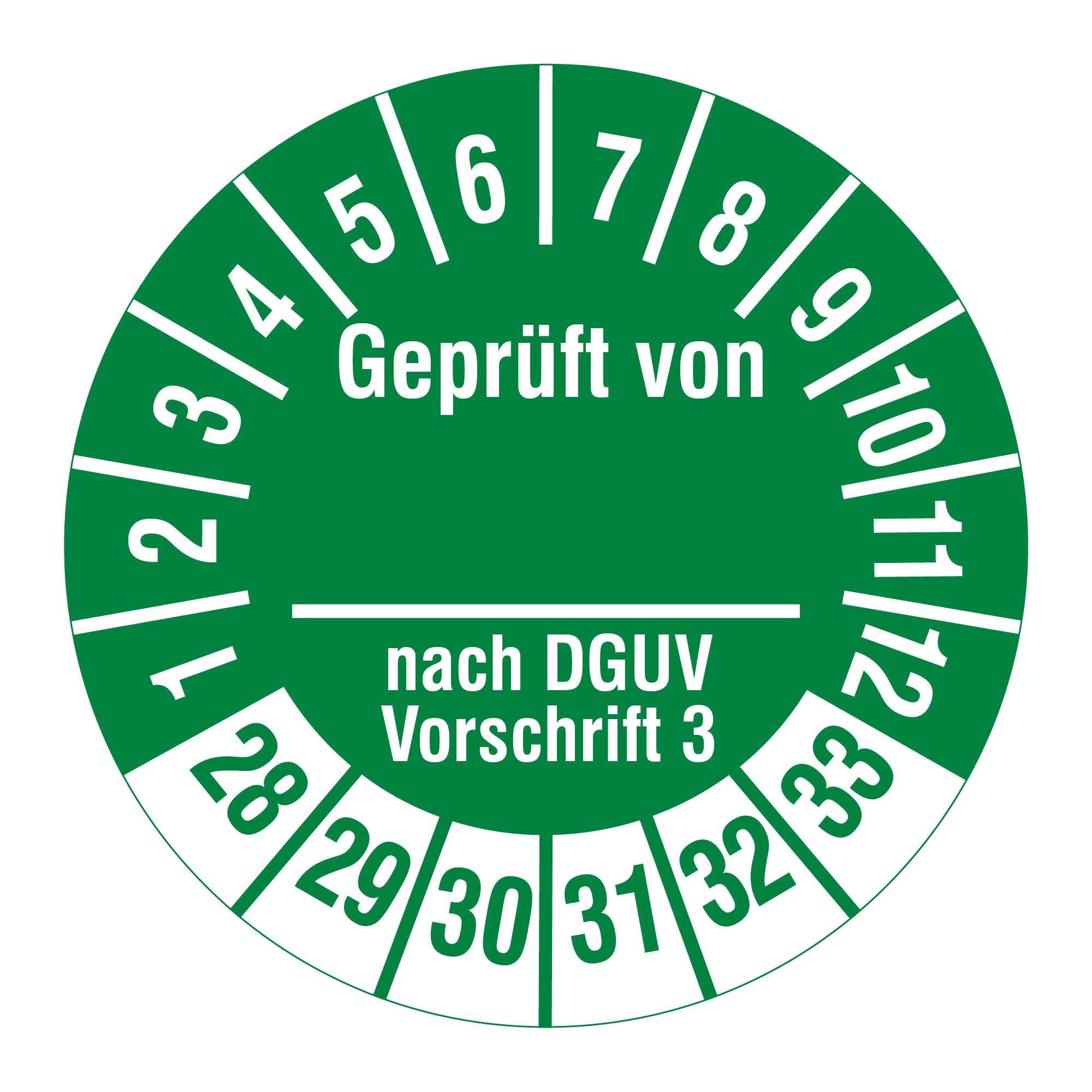 Labelident Prüfplaketten Geprüft von- nach DGUV V 3, Ø 30 mm, 1.000 Etiketten-0
