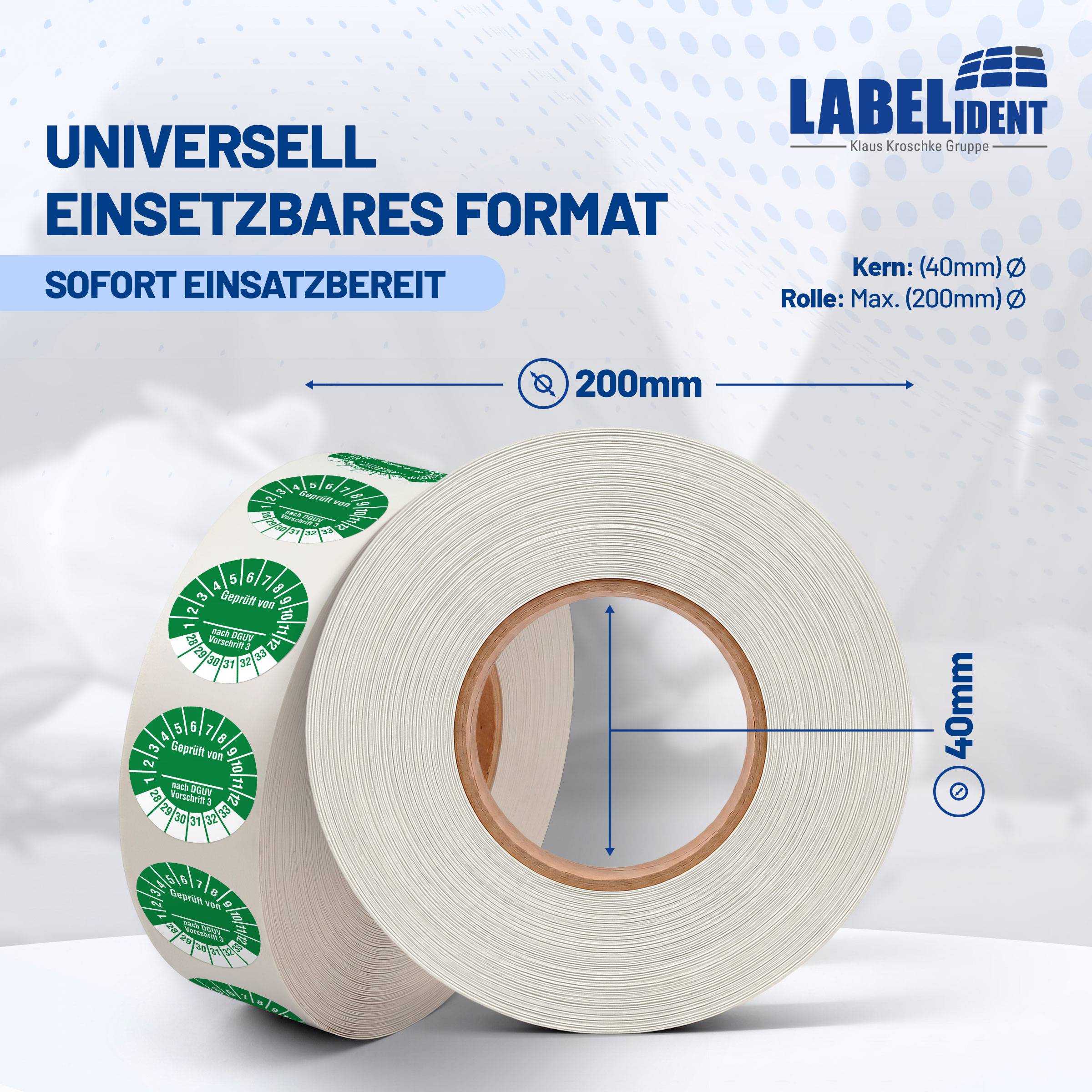 Labelident Prüfplaketten Geprüft von- nach DGUV V 3, Ø 30 mm, 1.000 Etiketten-4