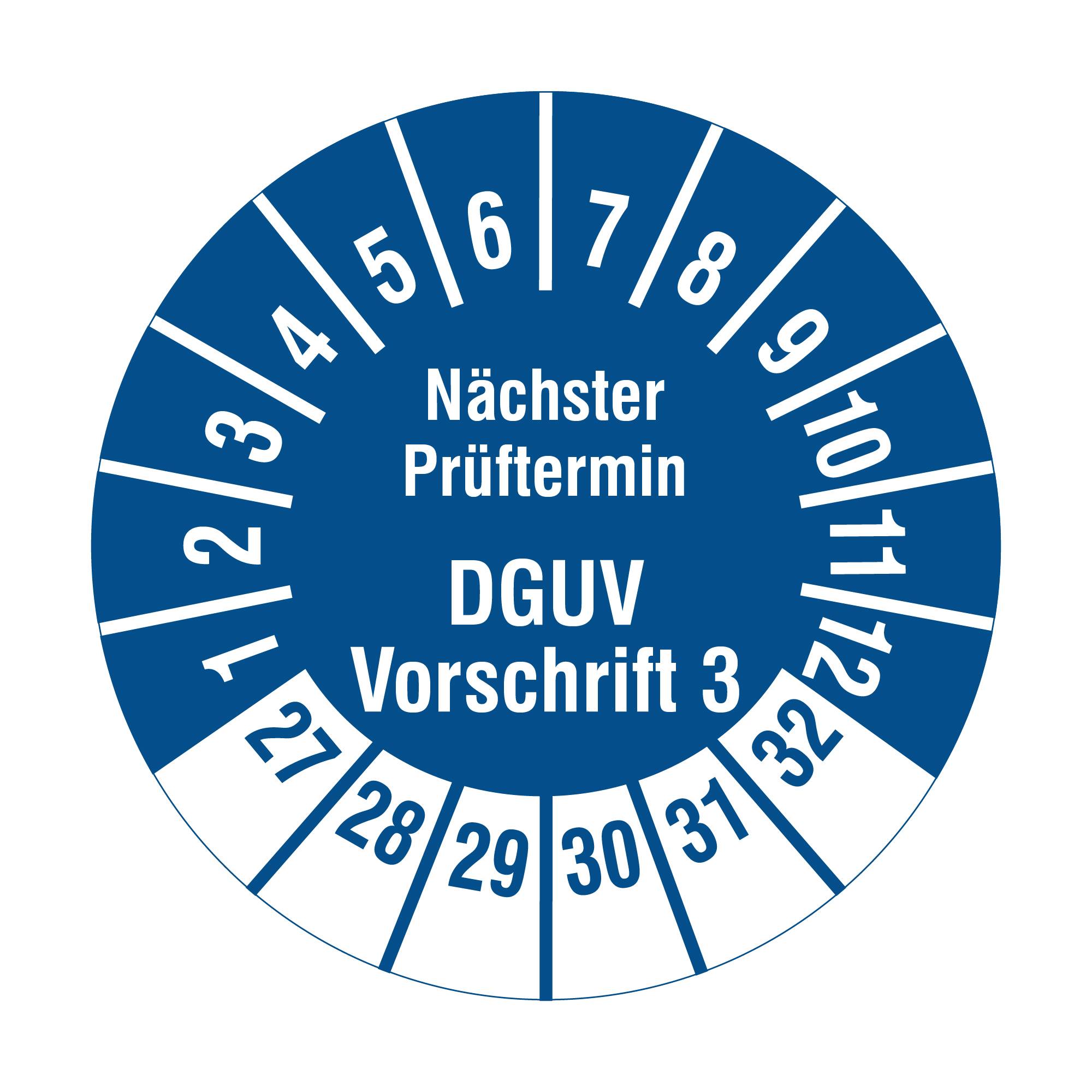 Labelident Prüfplaketten Nächster Prüftermin DGUV V3, Ø 20 mm, 1.000 Etiketten-0