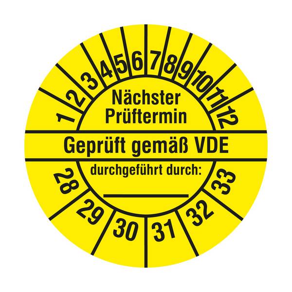 Labelident Prüfplaketten Geprüft gemäß VDE, Ø 20 mm, 1.000 Etiketten