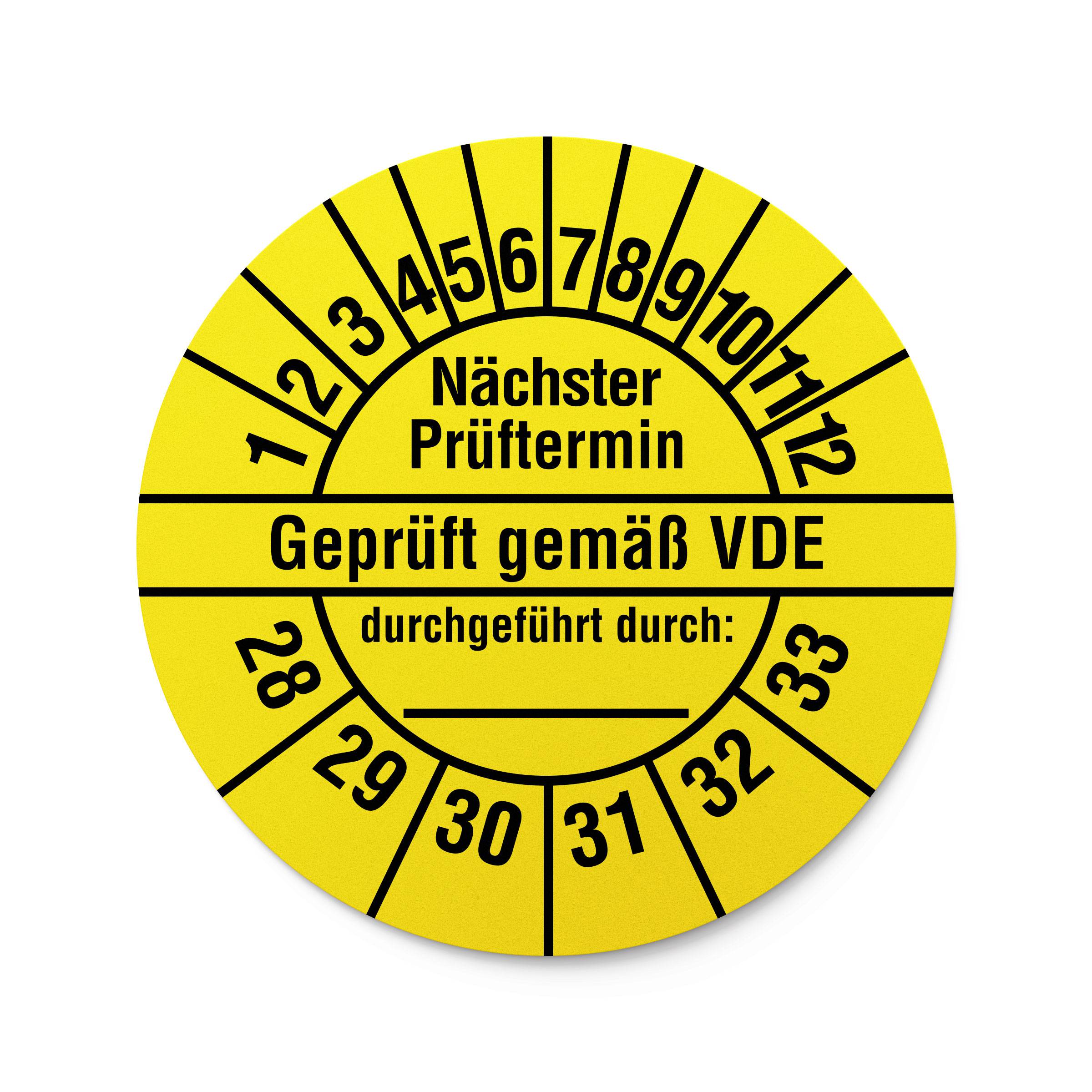 Labelident Prüfplaketten Geprüft gemäß VDE, Ø 20 mm, 1.000 Etiketten-1
